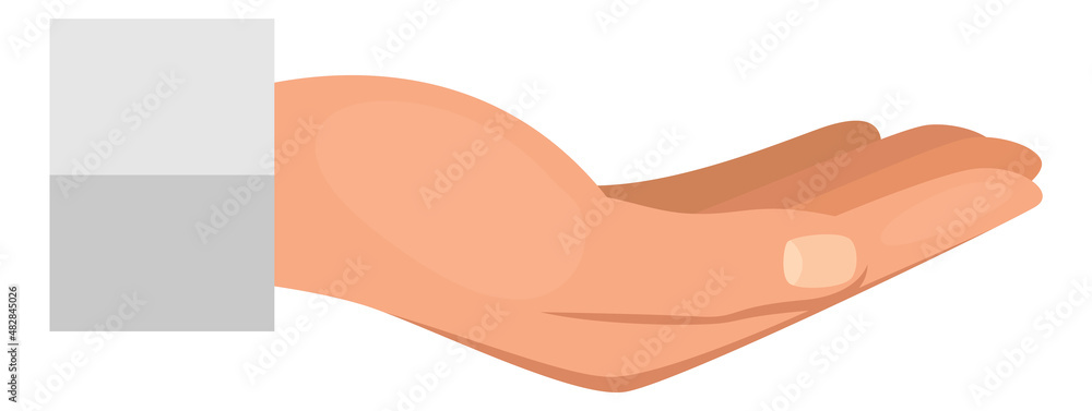 Handful gesture. Open palm up with fingers together Handful gesture. Open palm up with fingers together