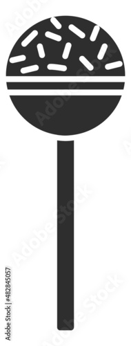 Round lolipop on stick. Sweet caramel candy icon