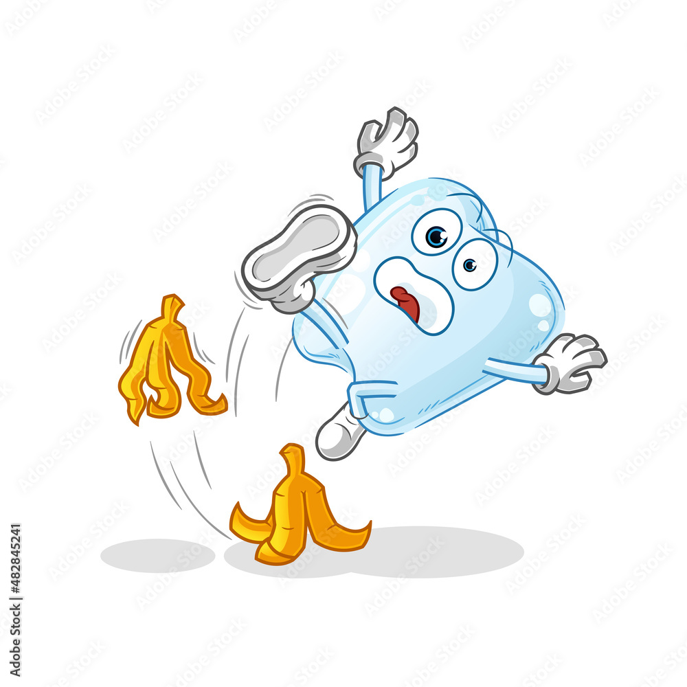 tooth slipped on banana. cartoon mascot vector tooth slipped on banana. cartoon mascot vector