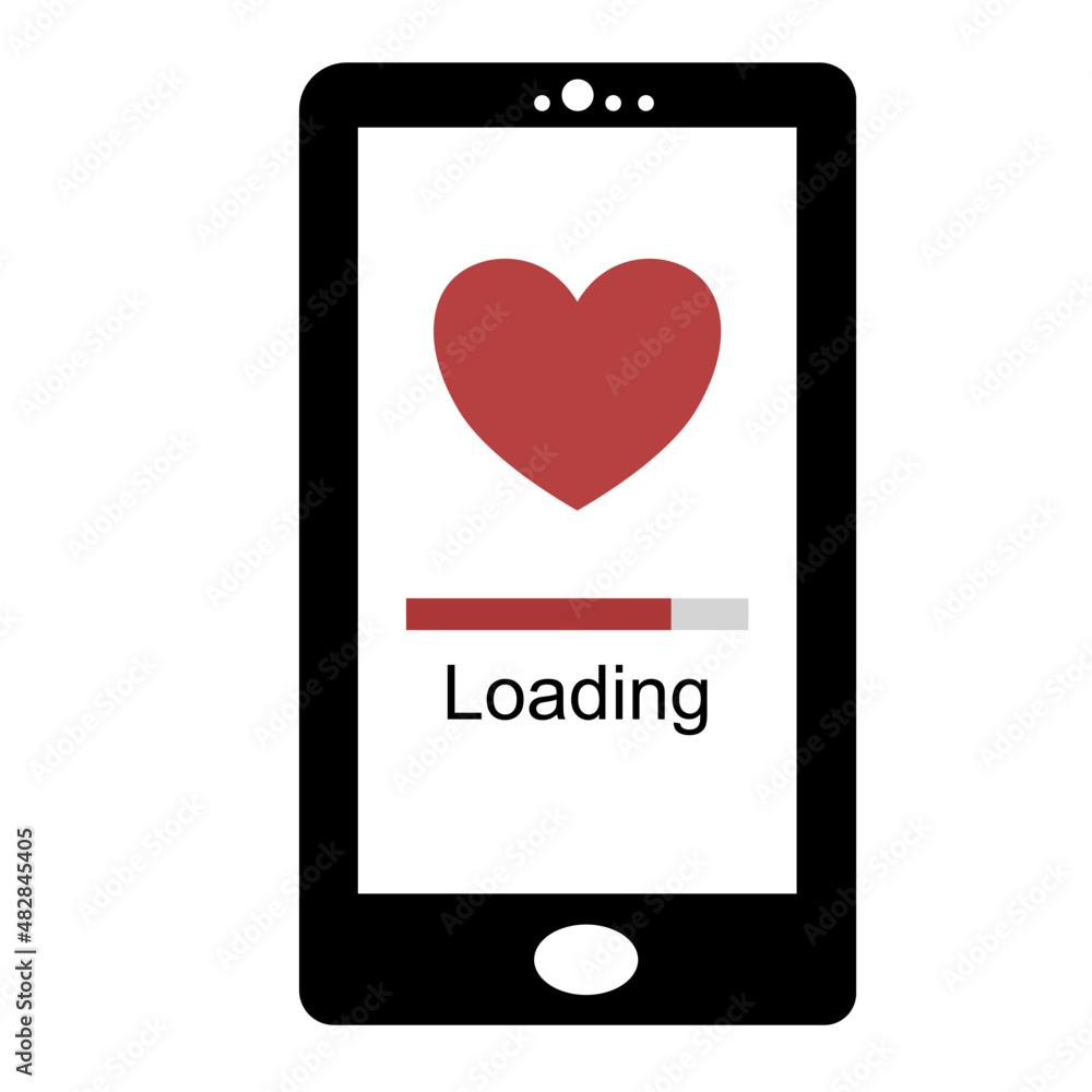 Simple flat draw smart phone with heart shape vector. Simple flat draw smart phone with heart shape vector.
