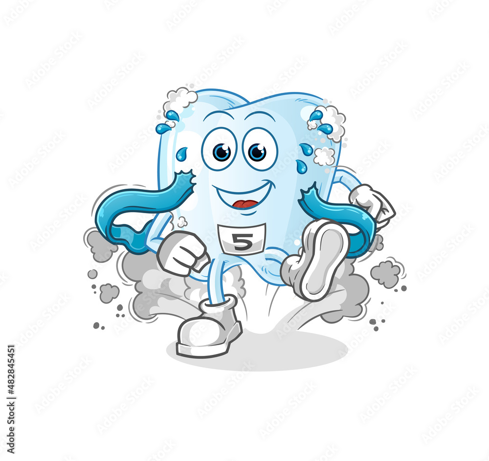 tooth with foam runner character. cartoon mascot vector tooth with foam runner character. cartoon mascot vector