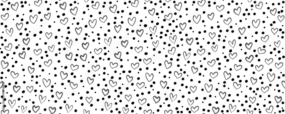 seamless background with hearts drawing