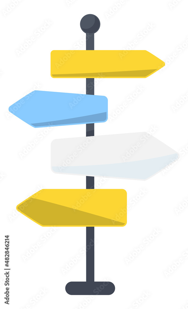 Cartoon signpost. Colorful blank arrow pointers on pole Cartoon signpost. Colorful blank arrow pointers on pole
