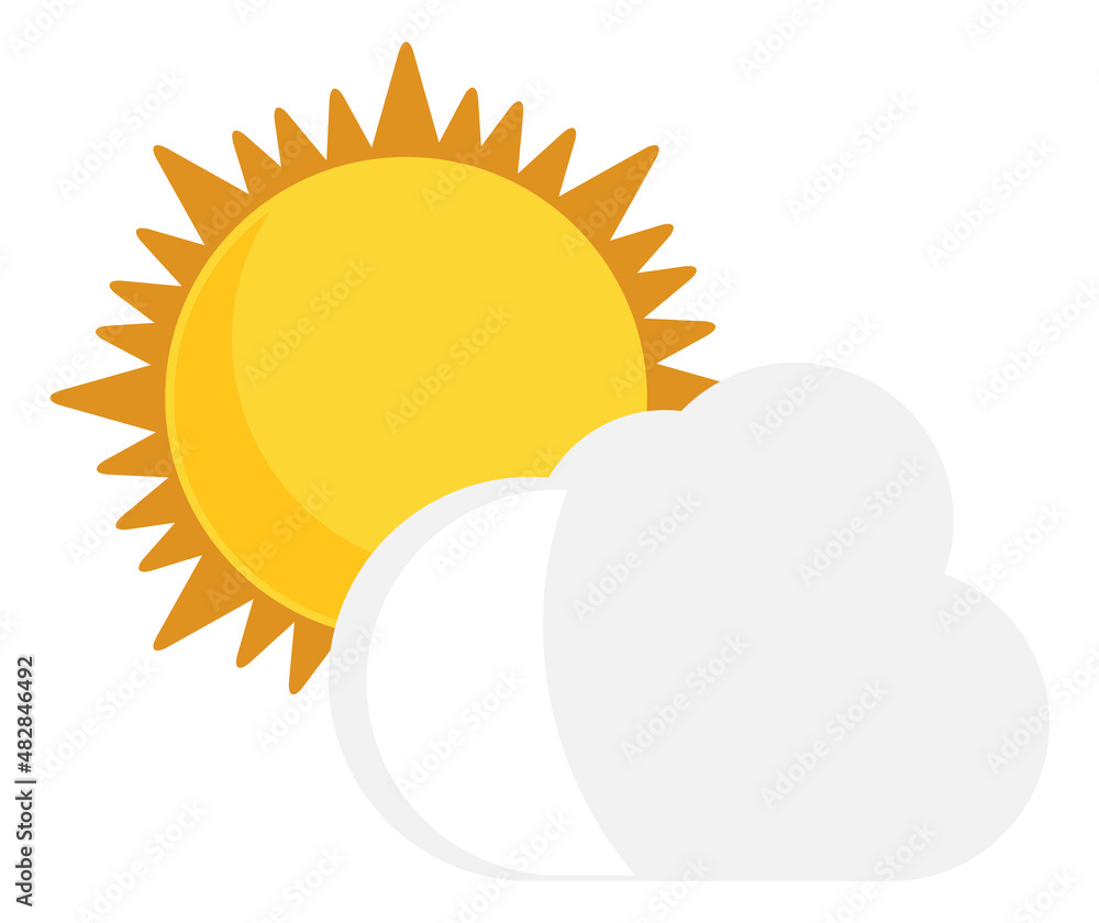 Sun and cloud. Cloudy weather symbol. Forecast icon Sun and cloud. Cloudy weather symbol. Forecast icon
