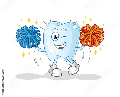 tooth cheerleader cartoon. cartoon mascot vector