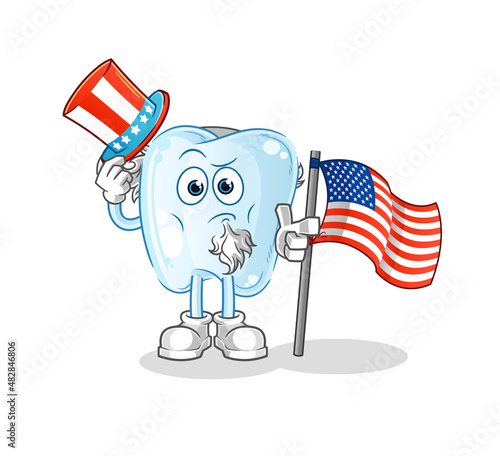 tooth uncle sam character. cartoon mascot vector
