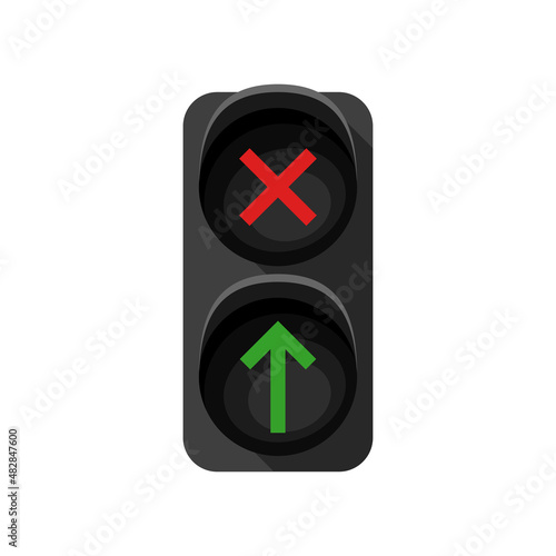 Vector illustration of a traffic light. Traffic regulation.
