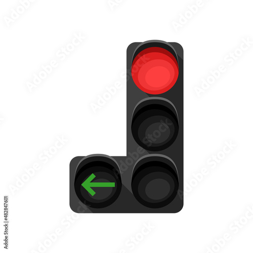 Vector illustration of a traffic light. Traffic regulation.