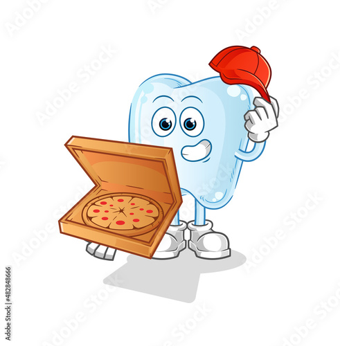 tooth pizza delivery boy vector. cartoon character