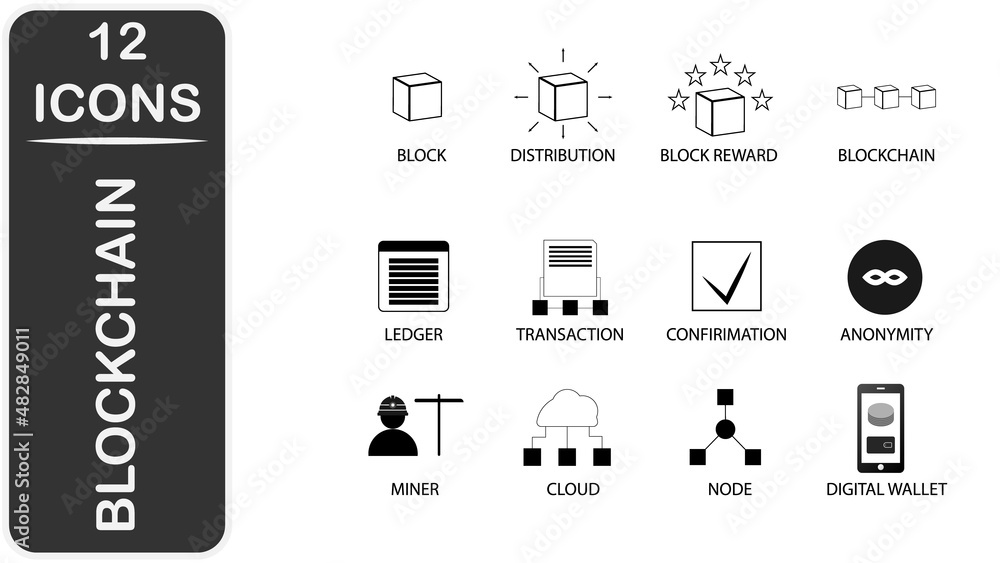 Blockchain icon set Blockchain icon set