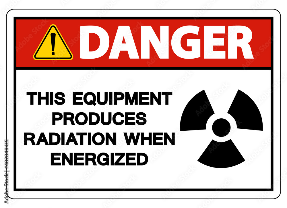 Danger This equipment produces radiation when energized Symbol Sign On White Background Danger This equipment produces radiation when energized Symbol Sign On White Background