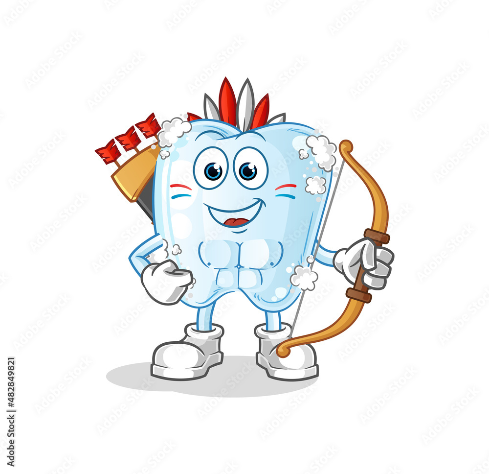 tooth with foam native american tribe. cartoon mascot vector