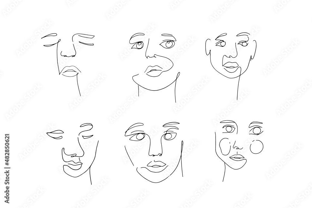 Fototapeta premium woman line art handrawn