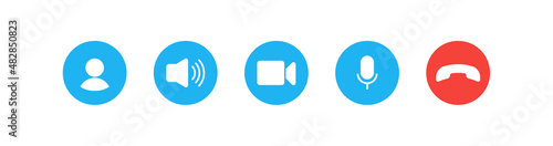 Video cal icons set screen template. Vector isolated flat