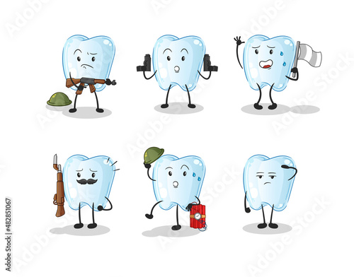 tooth troops character. cartoon mascot vector
