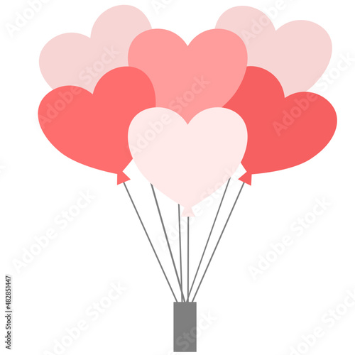 Simple flat drawn heart shaped balloons vector.