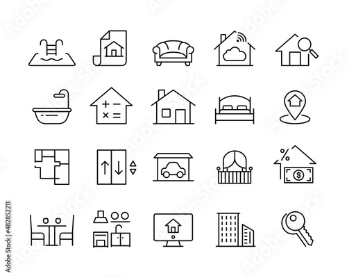 Canvastavla Real Estate Icons - Vector Line Icons