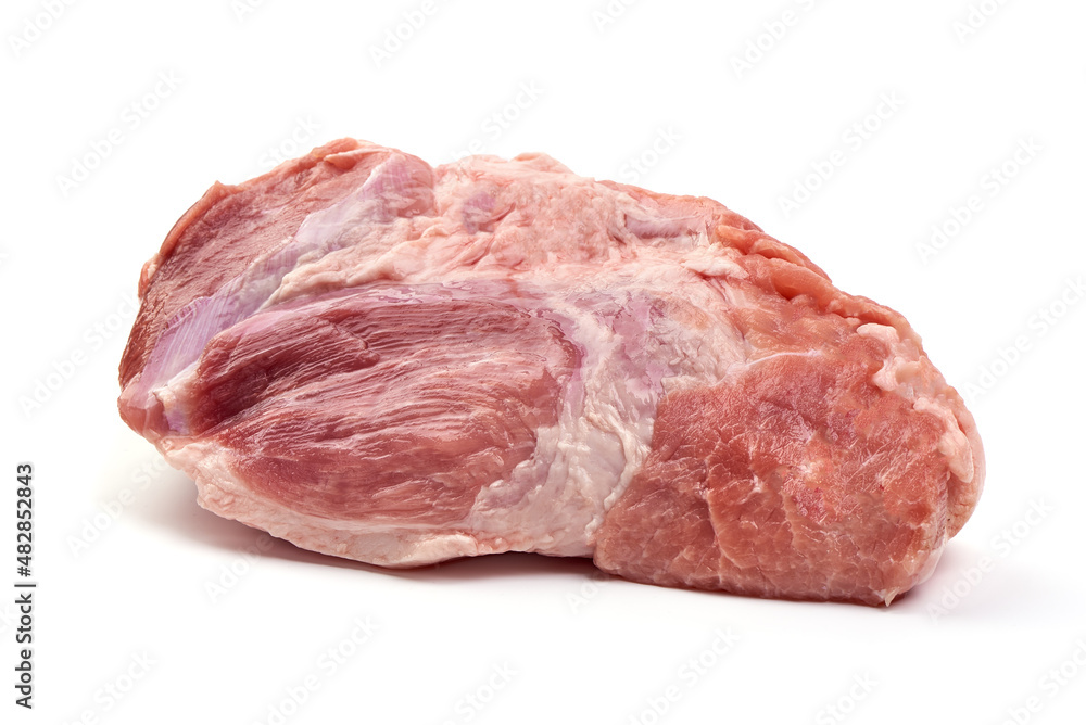 Raw Gammon meat, isolated on white background.