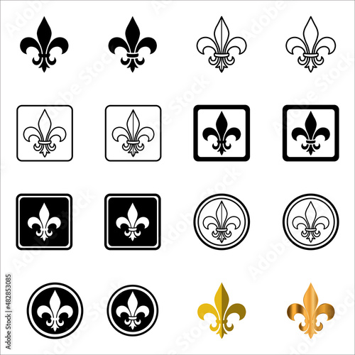 fleur delis icon set vector design template in white background