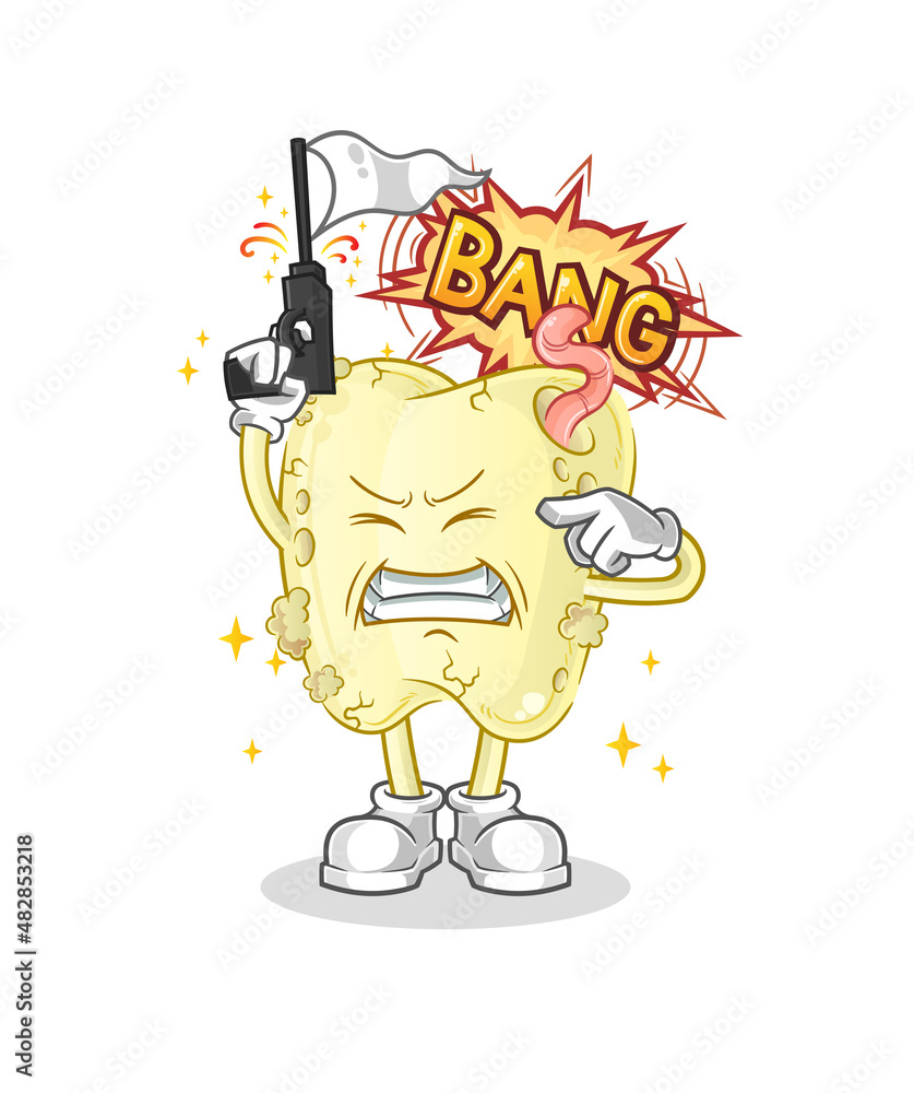 Fototapeta premium tooth decay warning shot mascot. cartoon vector