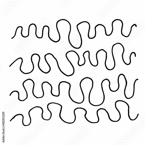 Abstract hand drawn monochrome doodle vector pattern of wavy lines