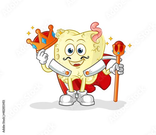 tooth decay king vector. cartoon character