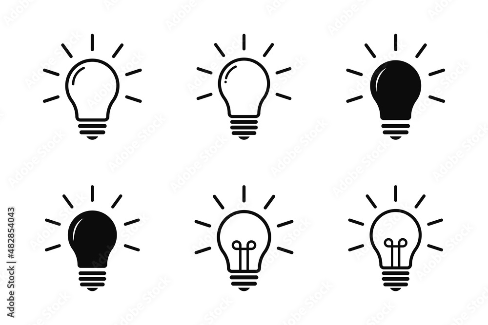 light bulb icon set vector design template in white background light bulb icon set vector design template in white background