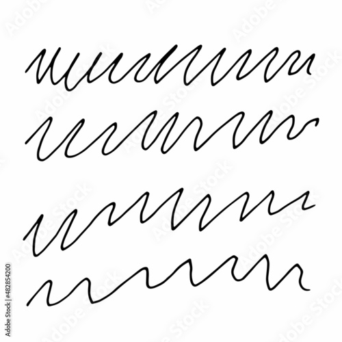 Abstract hand drawn monochrome doodle vector pattern of wavy lines