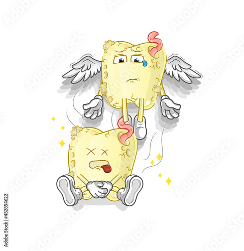 tooth decay spirit leaves the body mascot. cartoon vector