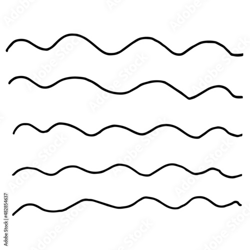 Abstract hand drawn monochrome doodle vector pattern of wavy lines