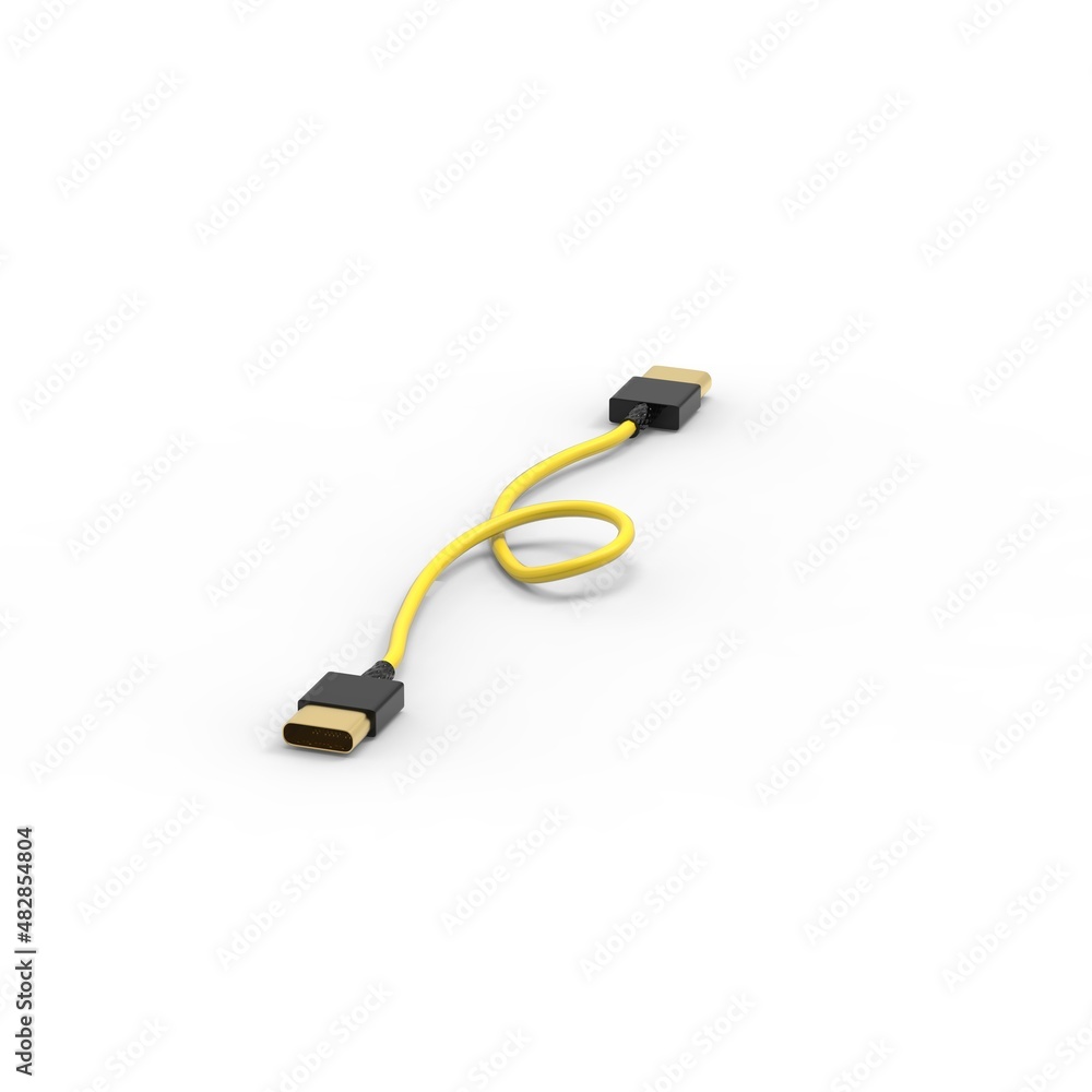 The 3d rendering of USB cable ICON isolated with clear background The 3d rendering of USB cable ICON isolated with clear background