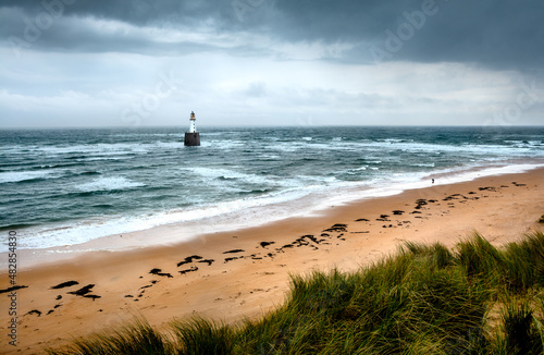 Rattray Head Lighthouse - Golden Sandy Dunes and Stormy Sea state- Aberdeen and Peterhead, Scotland  photo