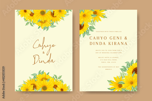 Sunflower wedding invitation template