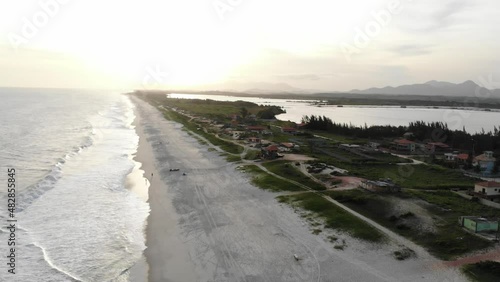 Drone View at sunset on the sea
