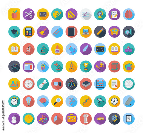Education color flat icons