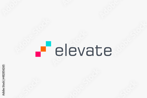 Abstract Elevate Logo. Colorful Geometric Shapes Stairs Symbol isolated on White Background. Flat Vector Logo Design Template Element for Branding and Business Logos