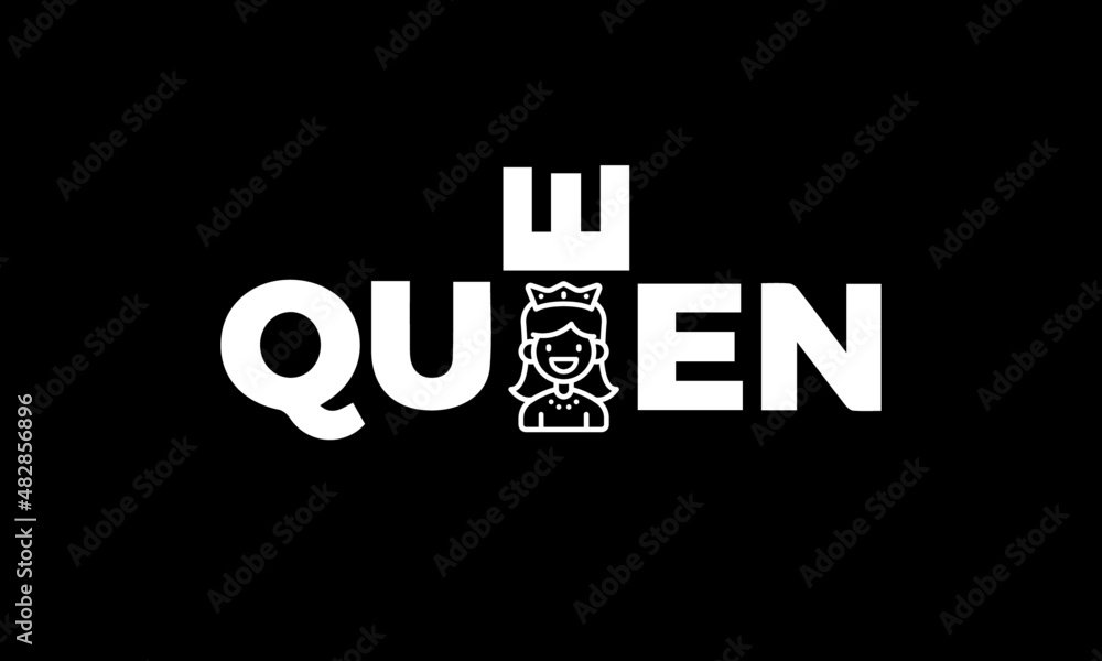 Queen Text Logo Design
