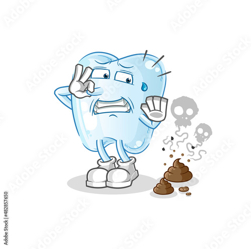 tooth with stinky waste illustration. character vector