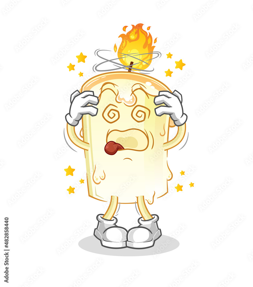 Obraz premium candle dizzy head mascot. cartoon vector