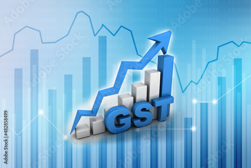 3d rendering Stock market online business concept. business Graph with GST