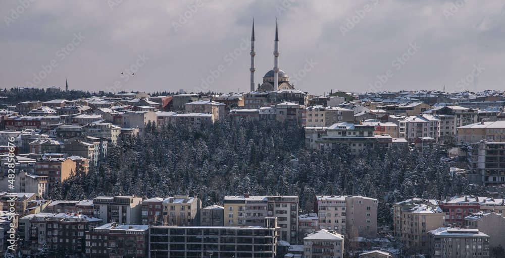istanbul city snow winter panorama nature