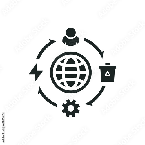 Circular economy icon isolated on white background