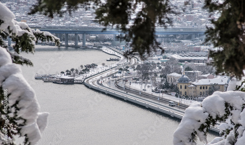 istanbul city snow winter panorama nature