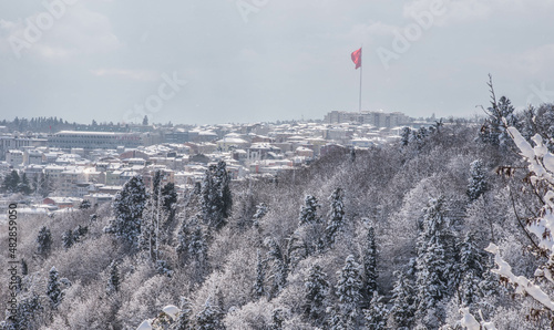 istanbul city snow winter panorama nature