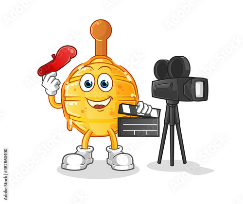 wooden honey dipper director mascot. cartoon vector