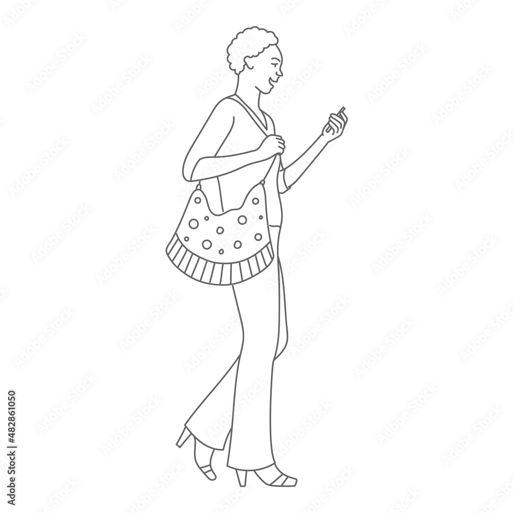 Beautiful fashion woman walking and using phone. Beautiful fashion woman walking and using phone.