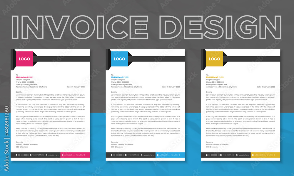 Creative Elegant Company Letterhead design or Cover Letter Template
