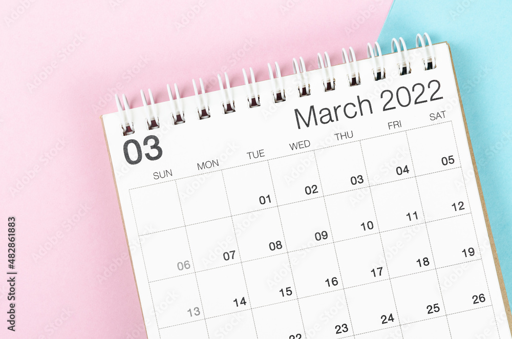 March 2022 desk calendar on beautiful background. March 2022 desk calendar on beautiful background.