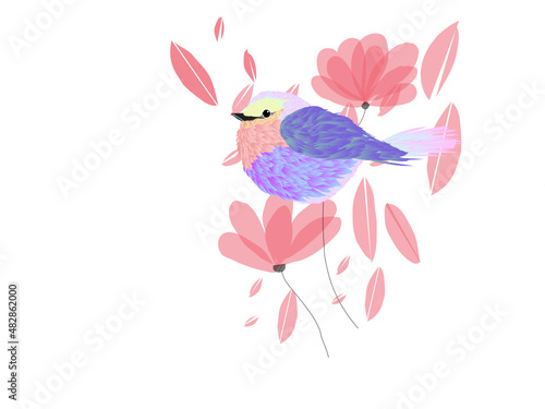 Petit oiseau romantique r  alis   en vectoriel. Illustre la candeur et la fra  cheur du printemps  la joie  la nature.
