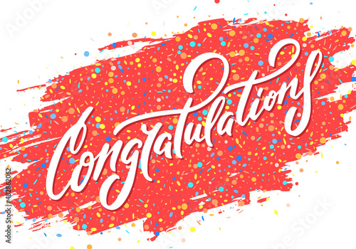 Congratulations. Vector handwritten lettering card.